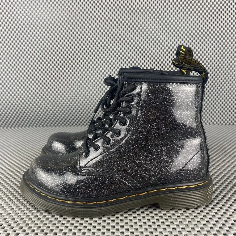 Dr Martens 1460 Nebula Glitter Boots Kids Toddler Size 10 Black Zipper Casual